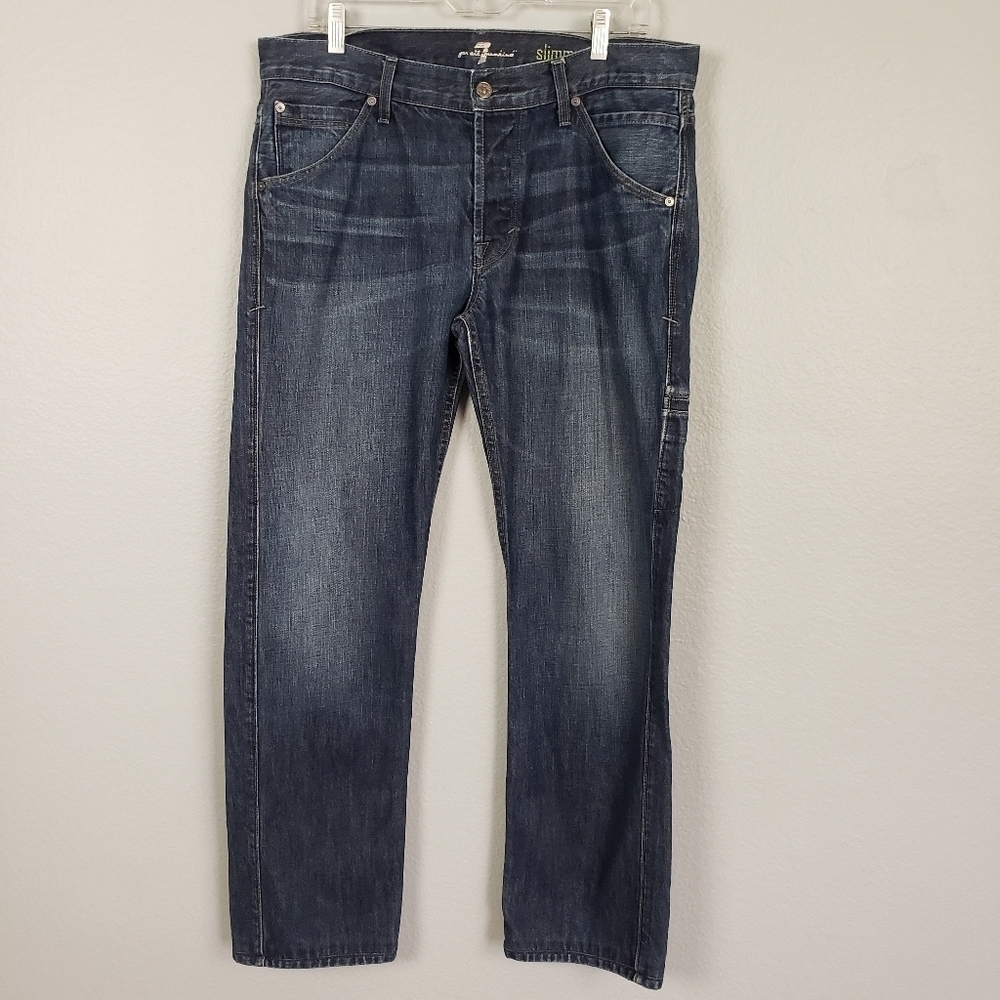 7FAMK Men's Slimmy Dark Wash 8 Pocket Jeans Sz 33